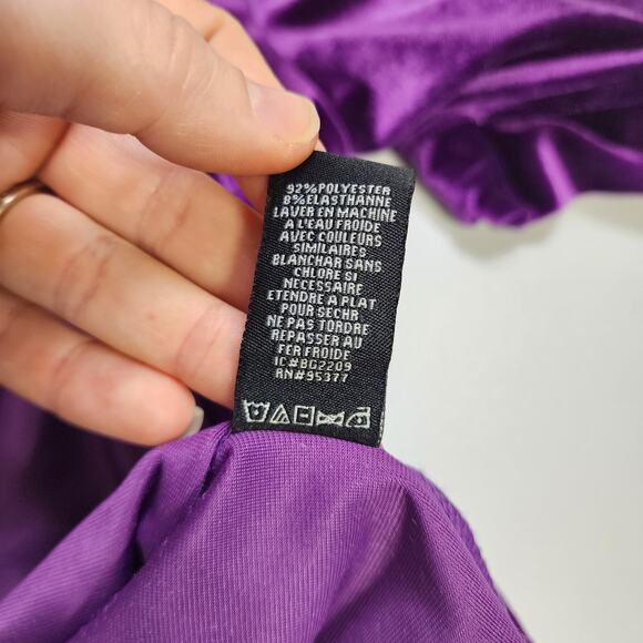 Sanctuary Womens Night Escape Velvet Top Size Small Purple Mock Neck Puff Sleeve - Picture 7 of 10